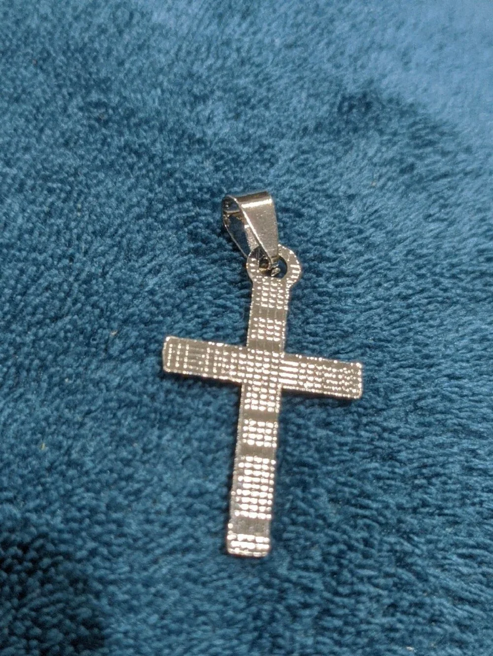Silver Looking Cross Pendant with Sparkling Stones